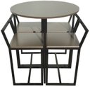 Ver imagem 1 de Mesa Redonda Jantar Prime Compacta de Madeira 4 Cadeiras Tabaco Linheiro BF Decor