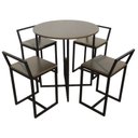 Ver imagem 3 de Mesa Redonda Jantar Prime Compacta de Madeira 4 Cadeiras Tabaco Linheiro BF Decor