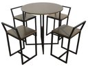 Ver imagem 3 de Mesa Redonda Jantar Prime Compacta de Madeira 4 Cadeiras Tabaco Linheiro BF Decor