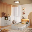 Ver imagem 1 de Quarto Infantil com Cama Solteiro Montessoriana com Iluminação LED e Comoda Lille Bege/Arenas