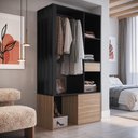 Ver imagem 1 de Guarda-Roupa Closet com 1 Porta e 1 Gaveta 100cm Multimóveis Crpro-CLO002 Preto/Madeirado