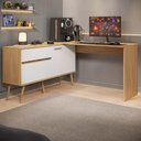 Ver imagem 4 de Mesa Gamer em L para Computador 2 Portas 1 Gaveta Arena Multimóveis Mp6050 Madeirado/branco