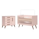 Ver imagem 4 de Berço Mini Cama 3820 com Colchão Probel e Cômoda 3825 para Quarto de Bebê Qencanto Retrô Rosa Qmovi