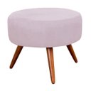 Ver imagem 1 de Puff Pufe Banqueta Redondo Estofado Pés Madeira Suede