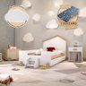 Cama Infantil Montessoriana com Colchão e Escadinha Solteiro Ayla Branca e Natural + Luminária Led - 2