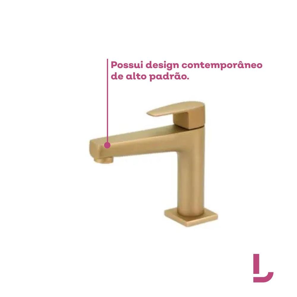Torneira de Mesa para Lavatório Color Led Bica Baixa Dourado Fosco - Perflex - 3