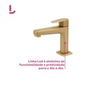 Ver imagem 4 de Torneira de Mesa para Lavatório Color Led Bica Baixa Dourado Fosco - Perflex