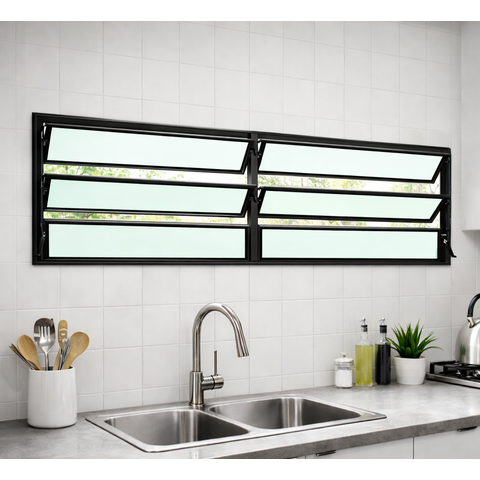 Vitro Basculante 2 Seções de Alumínio Preto 60x120