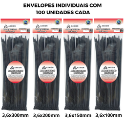 Kit 400 Abraçadeira de Nylon Enforca Gato Braçadeira Cintas Plásticas 3,6mm X 10cm-15cm-20cm e 30cm - 3