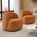 Ver imagem 2 de Kit 02 Poltronas Decorativas Orgânicas Living Leez Giratória Couríssimo Caramelo - Desk Design