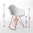 Ver imagem 6 de Mesa Jantar Redonda 110cm Amêndoa Clips 3 Pés com 4 Poltronas Brancas Eames Eiffel Base Cobre