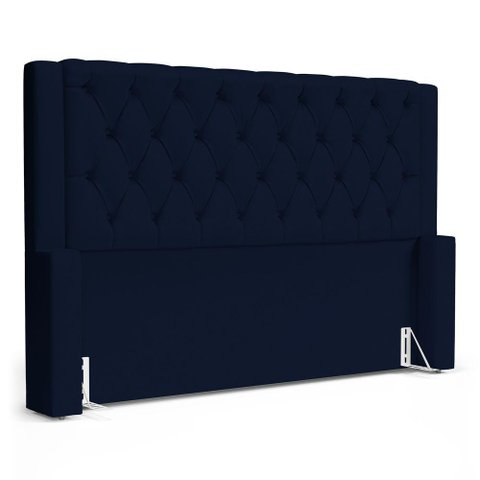 Cabeceira Atena para Cama Box Casal Padrão 140cm Capitonê com Frame Suede Azul Marinho - Desk