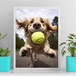 Quadro Cachorro com Bola de Tênis 45x34cm:moldura Preta - 2