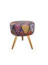 Ver imagem 3 de Kit 2 Poltronas Decorativa Nina + Puff Redondo Suede Mandala Vermelho Pés Madeira Ms Decor