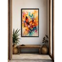 Ver imagem 2 de Quadro Decorativo Abstrato Canvas Moldura Filete Borboleta Colorida Flor Gg