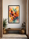 Ver imagem 2 de Quadro Decorativo Abstrato Canvas Moldura Filete Borboleta Colorida Flor Gg