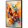 Quadro Decorativo Abstrato Canvas Moldura Filete Borboleta Colorida Flor Gg - 1
