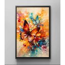 Ver imagem 3 de Quadro Decorativo Abstrato Canvas Moldura Filete Borboleta Colorida Flor Gg