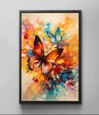 Ver imagem 3 de Quadro Decorativo Abstrato Canvas Moldura Filete Borboleta Colorida Flor Gg
