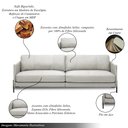 Ver imagem 3 de Sofá Decorativo Karine 3 Lugares Sala de Estar 240cm Pés em Aço Couro Off White G88 - Gran Belo