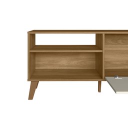 Rack Bancada Madri 115cm para Tv até 50” Porta Basculante Peternella:nature/off White - 4