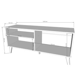 Rack Bancada Madri 115cm para Tv até 50” Porta Basculante Peternella:nature/off White - 5