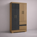 Ver imagem 1 de Guarda-roupa 4 Portas 2 Gavetas com Cabideiro - Atacama / Grafite