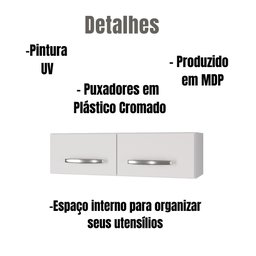 Armário Aéreo Geladeira Mara 2 Portas Branco Moblis - 4