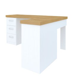 Mesa Escrivaninha para Escritório 3 Gavetas Mali | Artany:olmo/branco - 2