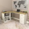 Mesa Escrivaninha para Escritório 3 Gavetas Mali | Artany:olmo/branco - 7