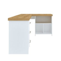 Mesa Escrivaninha para Escritório 3 Gavetas Mali | Artany:olmo/branco - 4