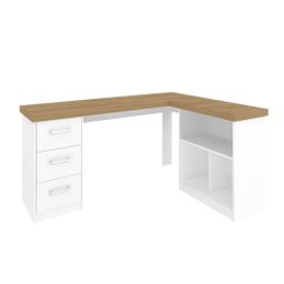 Mesa Escrivaninha para Escritório 3 Gavetas Mali | Artany:olmo/branco - 3