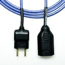 Ver imagem 2 de Extensão Elétrica 2x0,75mm Revestido em Tecido Azul/prata Brilhoso 2 Metros