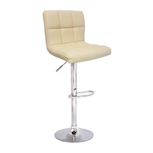 Banqueta Confort Gomos Estofada Couro Giratória C/ Regulagem - Bege