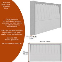 Cama Japonesa com Cabeceira em Led Seo-yeon King Nobuck Marrom/ Linho Off White - Sallar Home - 3