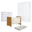 Ver imagem 1 de Quarto de Bebê com Berço Americano Evolution 4 em 1 5 Portas MDF e MDP Branco Móveis Henn