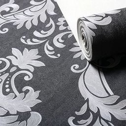 Papel de Parede Arabesco Preto/Cinza Rolo 10 Mts - 3
