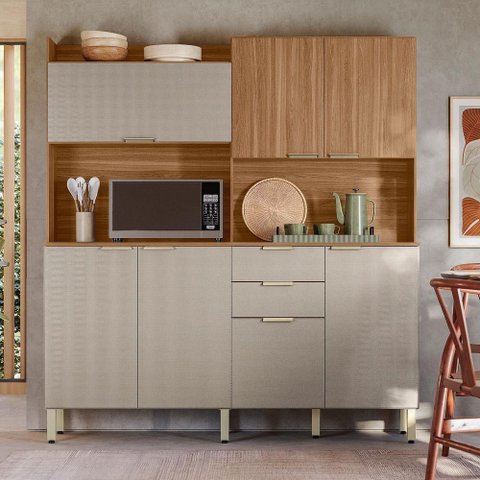 Cozinha Compacta Pitaya 7 Portas 2 Gavetas - Amendola Touch/Nude Prime Tx