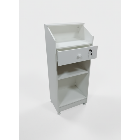 Balcão Caixa Mdf Branco 15mm com Gaveta e Chave - 1,15m X 50cm X 40cm