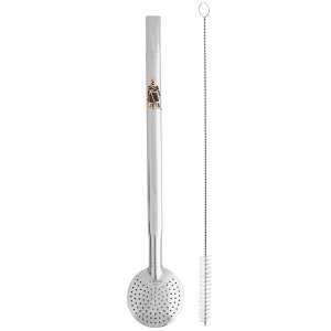 Bomba De Chimarrão Tereré Aço Inox 23cm Com Rosca Pingente Laçador