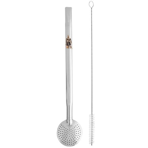 Bomba De Chimarrão Tereré Aço Inox 23cm Com Rosca Pingente Laçador
