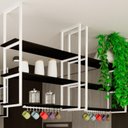 Ver imagem 2 de Prateleira Tripla Estilo Industrial Teto Parede 100cm BP Fs