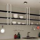 Ver imagem 3 de Prateleira Tripla Estilo Industrial Teto Parede 100cm BP Fs