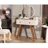 Penteadeira Condessa com Espelho Redondo com 2 Gavetas Pés Retrô para Quarto - Off White - 1