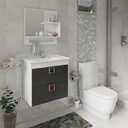 Ver imagem 2 de Gabinete de Banheiro com Cuba e Espelheira Lirio 60cm Branco/preto - Mgm