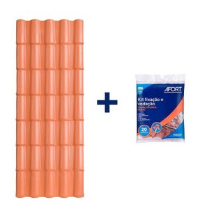 Kit com 5 Telhas de Pvc Colonial 5 Ondas 2,30 X 0,86 X 2.0 Mm com 4 Kit Fixação e Vedação afort 