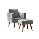 Ver imagem 1 de Kit Poltrona Decorativa com Puff Pequim Veludo Matrix Cor:linho Cinza