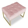 Puff Lisa Suede Rosa Bebê Base Metálica Industrial Dourado - Pallazio - 3