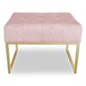 Puff Lisa Suede Rosa Bebê Base Metálica Industrial Dourado - Pallazio - 4