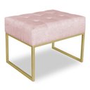 Ver imagem 1 de Puff Lisa Suede Rosa Bebê Base Metálica Industrial Dourado - Pallazio